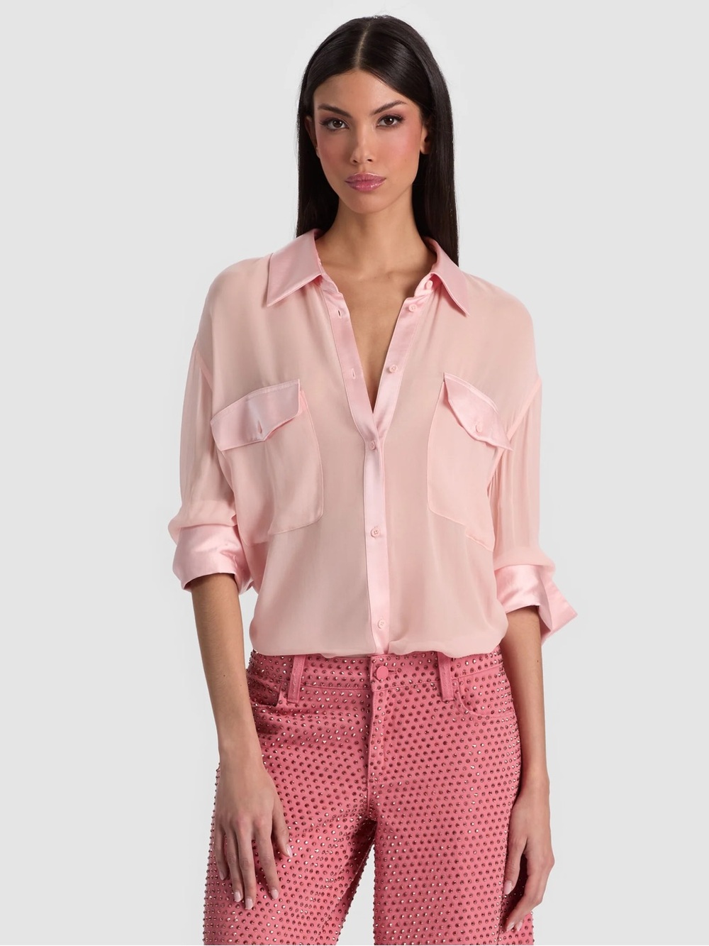 Alice and Olivia FINELY OVERSIZED UTILITY SHIRT
